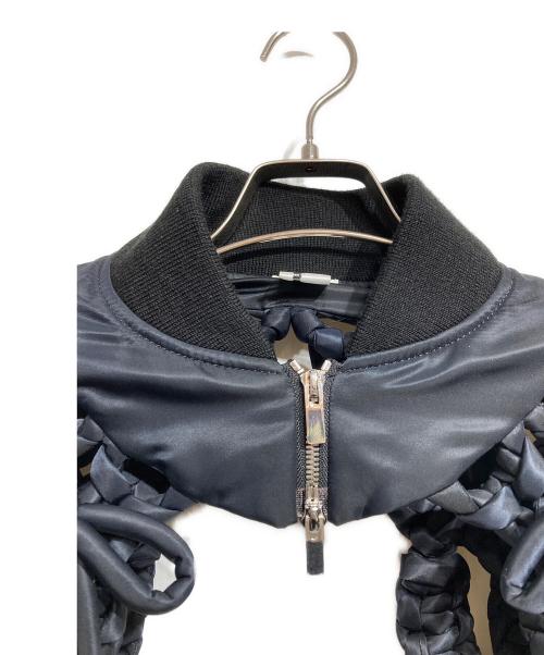 noir kei ninomiya（ノワール ケイ ニノミヤ）noir kei ninomiya (ノワール ケイ ニノミヤ) リボン編みMA-1風ジャケット ブラック サイズ:Sの古着・服飾アイテム