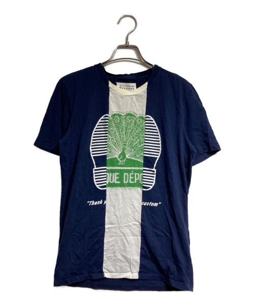MARTIN MARGIELA（マルタン・マルジェラ）MARTIN MARGIELA (マルタン・マルジェラ) 再構築プリントTシャツ/Print Tee ネイビー サイズ:44の古着・服飾アイテム