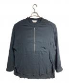 ANCELLMアンセルム）の古着「ハーフジップシャツ/CREPE HALF ZIP SHIRT」｜ブラック