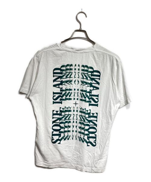 STONE ISLAND（ストーンアイランド）STONE ISLAND (ストーンアイランド) レタリング ワン プリント Tシャツ/LETTERING ONE PRINT TEE ホワイト サイズ:Lの古着・服飾アイテム
