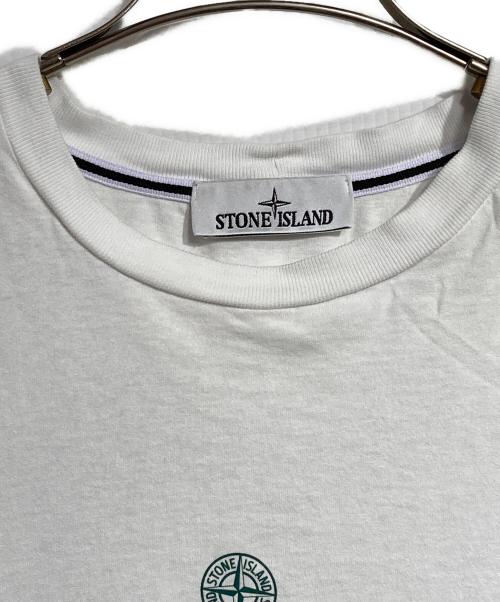 STONE ISLAND（ストーンアイランド）STONE ISLAND (ストーンアイランド) レタリング ワン プリント Tシャツ/LETTERING ONE PRINT TEE ホワイト サイズ:Lの古着・服飾アイテム