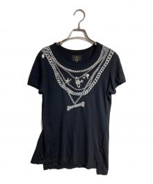 Vivienne Westwood ANGLOMANIA×LEE（ヴィヴィアンウエストウッドアングロマニア×リー）の古着「オーブチェーンプリントプリントTシャツ/ Orb Chain Print T-Shirt」｜ブラック