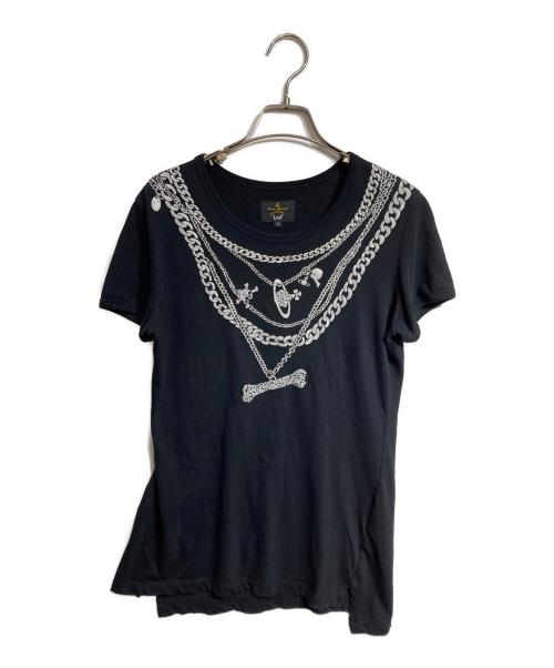 Vivienne Westwood ANGLOMANIA（ヴィヴィアンウエストウッドアングロマニア）VIVIENNE WESTWOOD ANGLOMANIA (ヴィヴィアンウエストウッドアングロマニア) LEE (リー) オーブチェーンプリントプリントTシャツ/ Orb Chain Print T-Shirt ブラック サイズ:Sの古着・服飾アイテム
