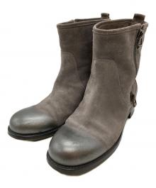 JIMMY CHOO（ジミーチュウ）の古着「SUEDE W/METAL TOE(スエードダブルメタルトゥー) ショートブーツ」｜グレー