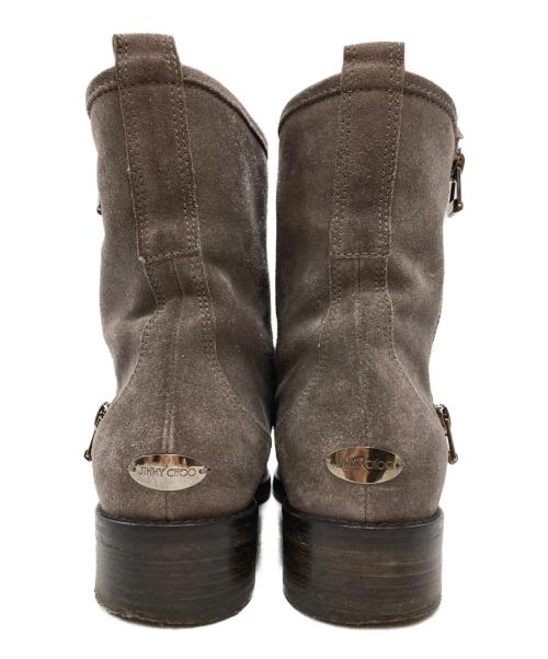 JIMMY CHOO（ジミーチュウ）JIMMY CHOO (ジミーチュウ) SUEDE W/METAL TOE(スエードダブルメタルトゥー) ショートブーツ グレー サイズ:39の古着・服飾アイテム
