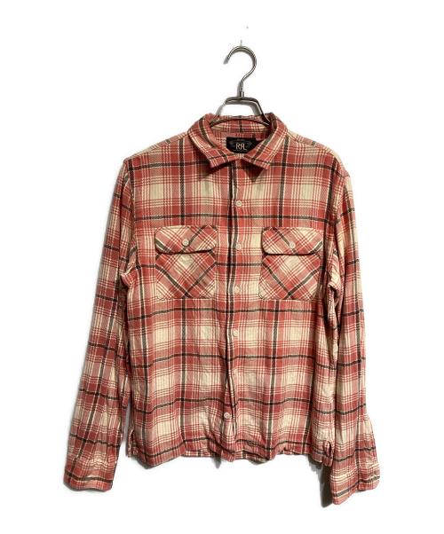 RRL（ダブルアールエル）RRL (ダブルアールエル) チェックネルオープンカラーシャツ ピンク サイズ:Ｓの古着・服飾アイテム