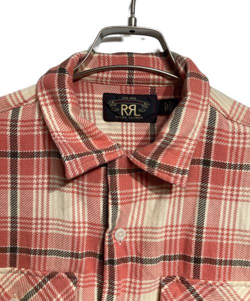 RRL（ダブルアールエル）RRL (ダブルアールエル) チェックネルオープンカラーシャツ ピンク サイズ:Ｓの古着・服飾アイテム