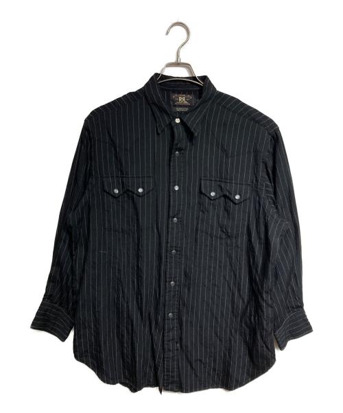 RRL（ダブルアールエル）RRL (ダブルアールエル) ストライプウエスタンシャツ/BLACK STRIPED WESTERN SHIRT ブラック サイズ:Lの古着・服飾アイテム