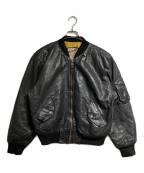 ROCKLANDロックランド）の古着「レザーボンバージャケット/Leather bomber jacket」｜ブラック
