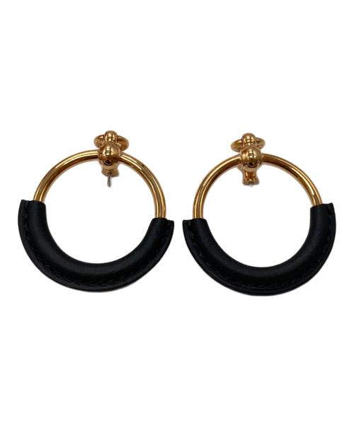 HERMES（エルメス）HERMES (エルメス) ループグランピアス/Loop Earrings ピングゴールド×ブラックの古着・服飾アイテム