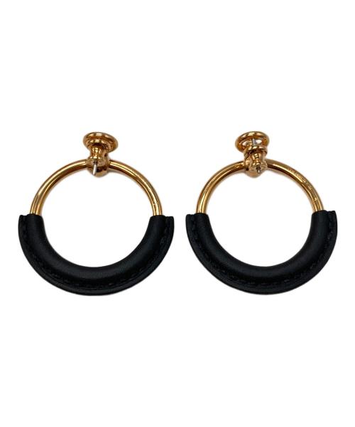 HERMES（エルメス）HERMES (エルメス) ループグランピアス/Loop Earrings ピングゴールド×ブラックの古着・服飾アイテム