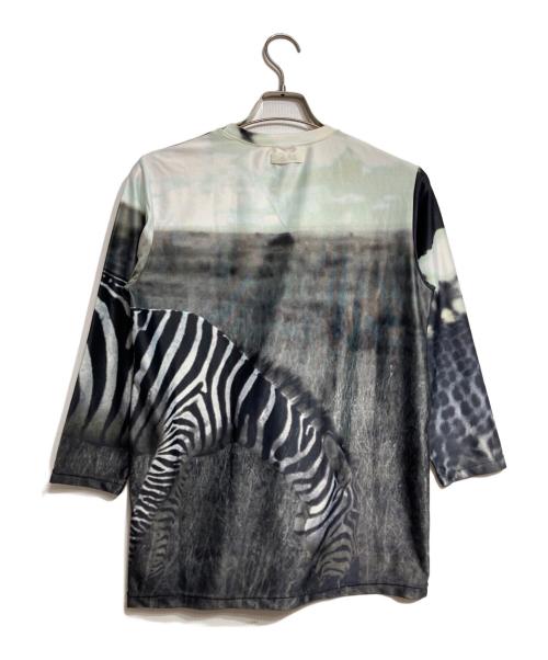 LAD MUSICIAN（ラッドミュージシャン）LAD MUSICIAN (ラッドミュージシャン) プリントカットソー/Printed cut-and-sew top ホワイト×ブラック サイズ:44の古着・服飾アイテム