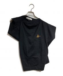 Vivienne Westwood（ヴィヴィアンウエストウッド）の古着「オーブ刺繍変形カットソー/Asymmetric Cut-and-Sew Top」｜ブラック