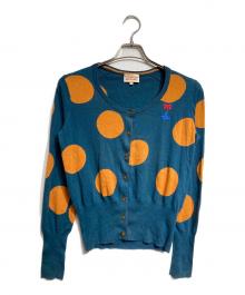 Vivienne Westwood RED LABEL（ヴィヴィアンウエストウッドレッドレーベル）の古着「オーブ刺繍ドットカーディガン/Polka-dot cardigan」｜オレンジ×ブルー