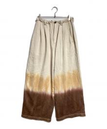 AMBERGLEAM（アンバーグリーム）の古着「iedye Pile Pants」｜ブラウン×ベージュ
