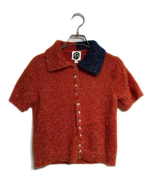 YANYAN（ヤンヤン）YANYAN (ヤンヤン) TINSEL ss cordigan オレンジ サイズ:FREEの古着・服飾アイテム