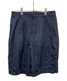 stussy（ステューシー）の古着「24SS/VOLUME PLEATED SHORT WRINKLED STRIPE」｜ネイビー