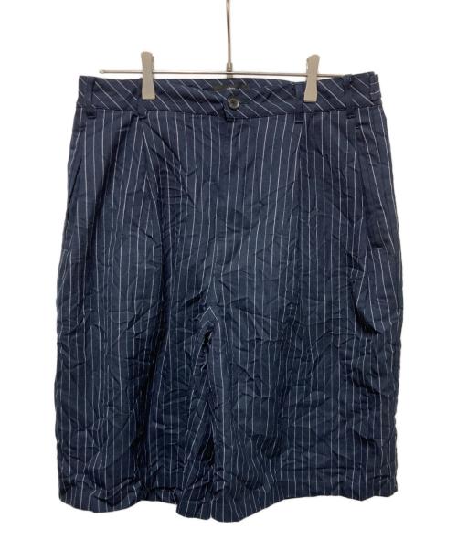 stussy（ステューシー）stussy (ステューシー) 24SS/VOLUME PLEATED SHORT WRINKLED STRIPE ネイビー サイズ:30の古着・服飾アイテム