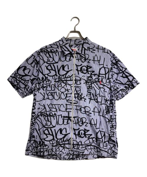 SUPREME（シュプリーム）Supreme (シュプリーム) COMME des GARCONS SHIRT (コムデギャルソンシャツ) Cotton Graphic S/S Shirt/コットングラフィックショートスリーブシャツ ブルー サイズ:Lの古着・服飾アイテム