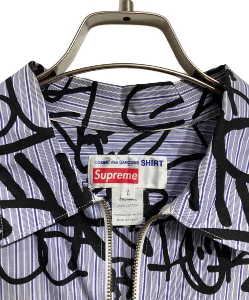 SUPREME（シュプリーム）Supreme (シュプリーム) COMME des GARCONS SHIRT (コムデギャルソンシャツ) Cotton Graphic S/S Shirt/コットングラフィックショートスリーブシャツ ブルー サイズ:Lの古着・服飾アイテム