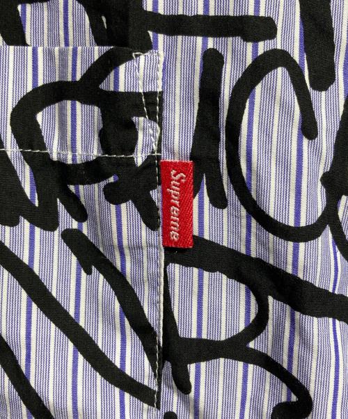SUPREME（シュプリーム）Supreme (シュプリーム) COMME des GARCONS SHIRT (コムデギャルソンシャツ) Cotton Graphic S/S Shirt/コットングラフィックショートスリーブシャツ ブルー サイズ:Lの古着・服飾アイテム