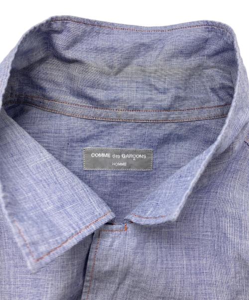 COMME des GARCONS HOMME（コムデギャルソン オム）COMME des GARCONS HOMME (コムデギャルソン オム) ヴィンテージスプリットズラシロゴ オープンカラーシャツ ブルー サイズ:FREEの古着・服飾アイテム