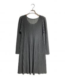 PLEATS PLEASE（プリーツプリーズ）の古着「プリーツワンピース/Pleated dress」｜グレー