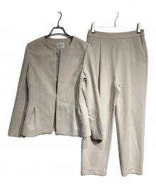 Demi-Luxe Beams（デミルクス ビームス）の古着「トリアセ ペプラムジャケット・パンツセットアップ/Triacetate Peplum Jacket & Pants Set」｜ベージュ