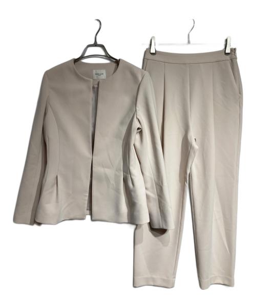 Demi-Luxe Beams（デミルクス ビームス）Demi-Luxe BEAMS (デミルクス ビームス) トリアセ ペプラムジャケット・パンツセットアップ/Triacetate Peplum Jacket & Pants Set ベージュ サイズ:36の古着・服飾アイテム