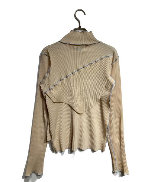 kotohayokozawa（コトハヨコザワ）kotohayokozawa (コトハヨコザワ) プリーツカットソー/Pleated cut-and-sew top ブルー×ベージュ サイズ:Freeの古着・服飾アイテム