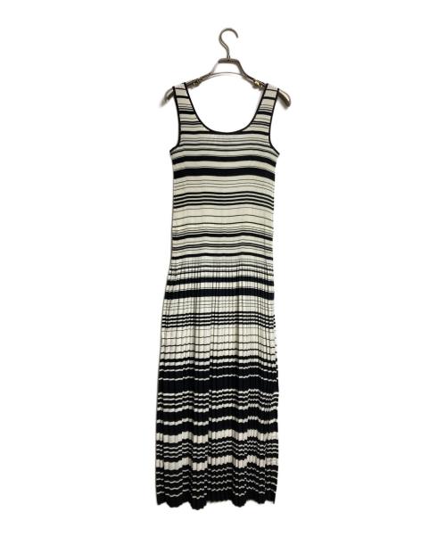VIVIENNE TAM（ヴィヴィアンタム）VIVIENNE TAM (ヴィヴィアンタム) プリーツノースリーブワンピース/Pleated Sleeveless Dress ホワイト×ブラックの古着・服飾アイテム