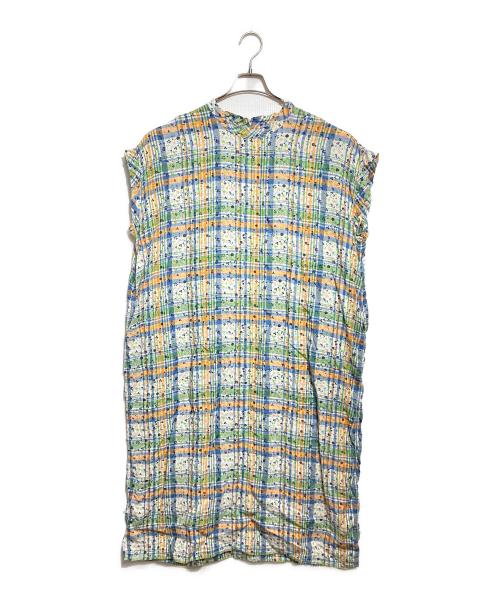 45R（フォーティファイブ・アール）45R (フォーティファイブ・アール) インドリネンマドラスフラワーワンピース/Indian Linen Madras Floral Dress マルチカラー サイズ:－の古着・服飾アイテム