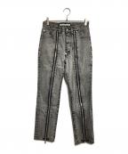JOHN LAWRENCE SULLIVANジョン ローレンス サリバン）の古着「BLEACHED DENIM ZIPPED PANTS/ブリーチデニム ジップパンツ」｜グレー