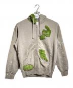 doubletダブレット）の古着「MOSS-GROWN EMBROIDERY HOODIE/モスグラウンエンブロイダリーフーディー」｜ベージュ×グリーン