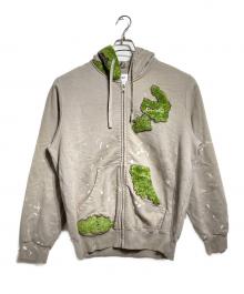 doublet（ダブレット）の古着「MOSS-GROWN EMBROIDERY HOODIE/モスグラウンエンブロイダリーフーディー」｜ベージュ×グリーン