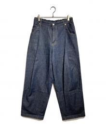 NEON SIGN（ネオンサイン）の古着「WIDE DENIM SLACKS 'RIGID'/ワイドデニムスラックス「リジッド」」｜インディゴ