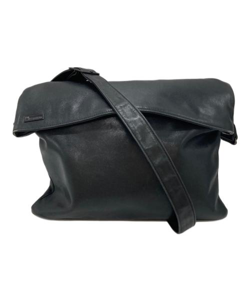 ISSEY MIYAKE STUDIO（イッセイミヤケスタジオ）ISSEY MIYAKE STUDIO (イッセイミヤケスタジオ) フラップレザーショルダーバッグ/Leather flap shoulder bag ブラックの古着・服飾アイテム