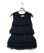 beautiful peopleビューティフルピープル）の古着「フリンジノースリーブニット/Fringed Sleeveless Knit Top」｜ブラック