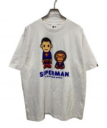 A BATHING APE×DC（アベイシングエイプ×ディーシー）の古着「コラボプリントTシャツ」｜ホワイト