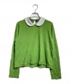 tricot COMME des GARCONSトリココムデギャルソン）の古着「ラウンドカラー ウールジャージー ニット/Round-collar wool jersey knit」｜グリーン