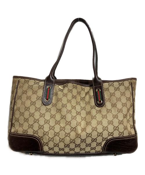GUCCI（グッチ）GUCCI (グッチ) GG柄 プリンシーライン トートバッグ ブラウン サイズ:不明（表記無）の古着・服飾アイテム