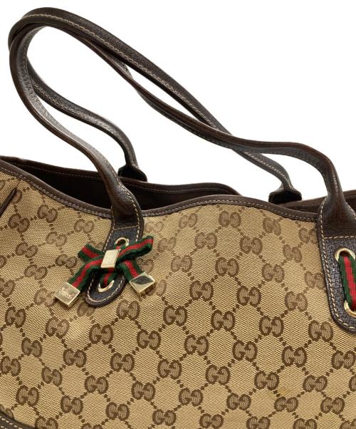 GUCCI（グッチ）GUCCI (グッチ) GG柄 プリンシーライン トートバッグ ブラウン サイズ:不明（表記無）の古着・服飾アイテム