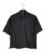 COMME des GARCONS HOMMEコムデギャルソン オム）の古着「ストレッチカルゼポロシャツ/Stretch Kersey Polo Shirt」｜ブラック