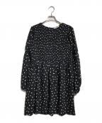 GANNIガニー）の古着「パフスリーブドットドレス/Polka-dot puff-sleeve dress」｜ブラック