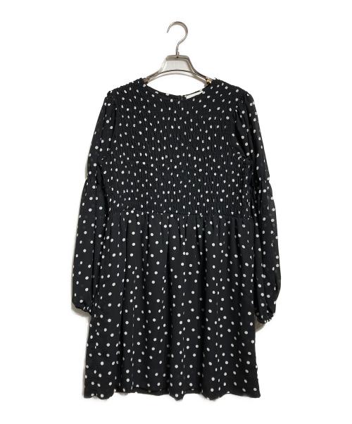 GANNI（ガニー）GANNI (ガニー) パフスリーブドットドレス/Polka-dot puff-sleeve dress ブラック サイズ:34の古着・服飾アイテム