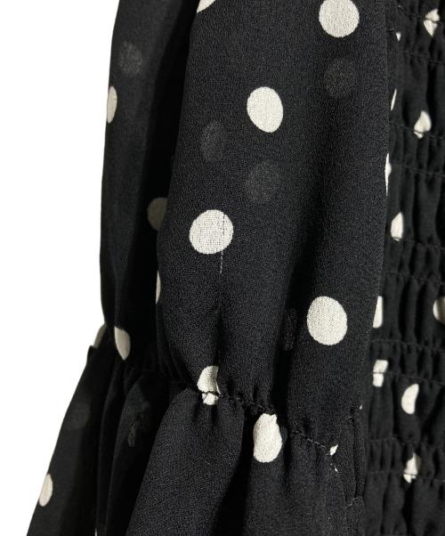GANNI（ガニー）GANNI (ガニー) パフスリーブドットドレス/Polka-dot puff-sleeve dress ブラック サイズ:34の古着・服飾アイテム