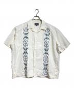 PENDLETONペンドルトン）の古着「ネイティブ刺繍キューバシャツ/Native-style embroidered Cuban shirt」｜アイボリー