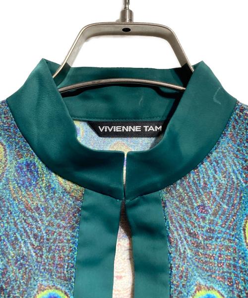 VIVIENNE TAM（ヴィヴィアンタム）VIVIENNE TAM (ヴィヴィアンタム) クジャク柄パワーネットカットソー/ Peacock-print power mesh top グリーンの古着・服飾アイテム