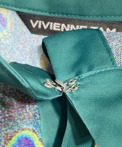 VIVIENNE TAM（ヴィヴィアンタム）VIVIENNE TAM (ヴィヴィアンタム) クジャク柄パワーネットカットソー/ Peacock-print power mesh top グリーンの古着・服飾アイテム