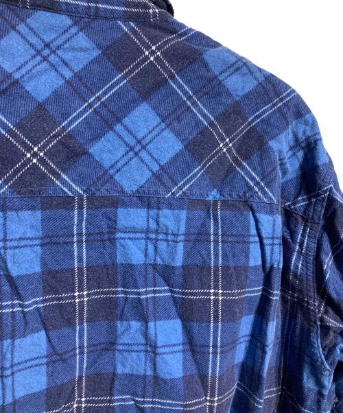 UNUSED（アンユーズド）UNUSED (アンユーズド) ダメージ加工ネルシャツ/Distressed flannel shirt ブルー サイズ:2の古着・服飾アイテム